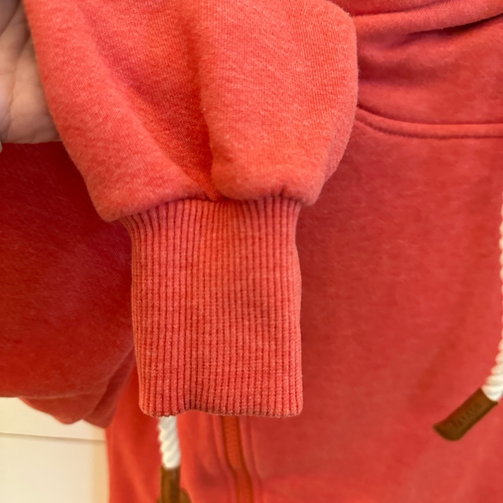 WANAKOME XS Oversized Coral side zip cotton blend woman zip sweatshirt Causal - Picture 7 of 16